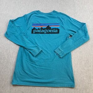 Patagonia Shirt Mens Medium Blue Long Sleeve Organic Cotton Double Sided 38933